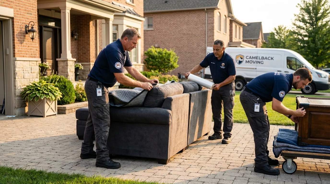 Large estate moving crew wrapping furniture in Chaparral, NM